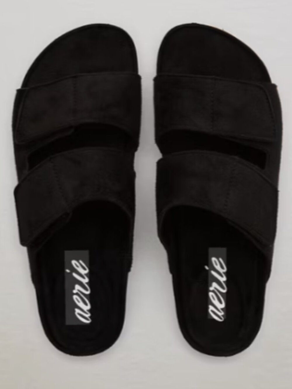 NEW Aerie Women's Black Double Strap Slides Size 9 Casual Loungewear Soft